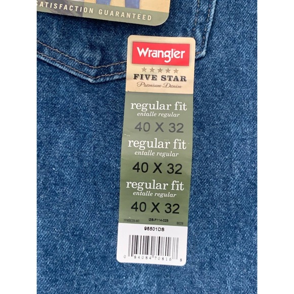 Wrangles Five Star Men's Jeans Dark Stonewash Size 40 x 32 - Picture 5 of 10
